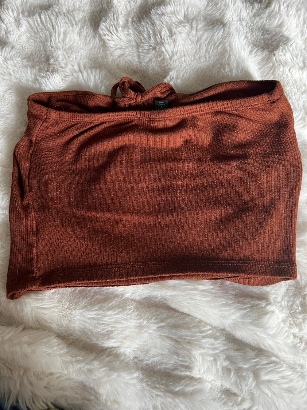 wild fable Rust Mini Ribbed Drawstring Tube Top - Picture 2 of 3